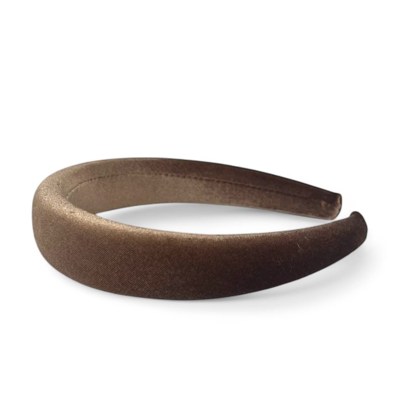 Cerchietto per capelli donna in velluto, bombatura media (Marrone)