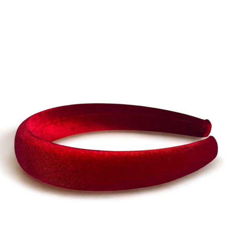 Cerchietto per capelli donna in velluto, bombatura media (Rosso)