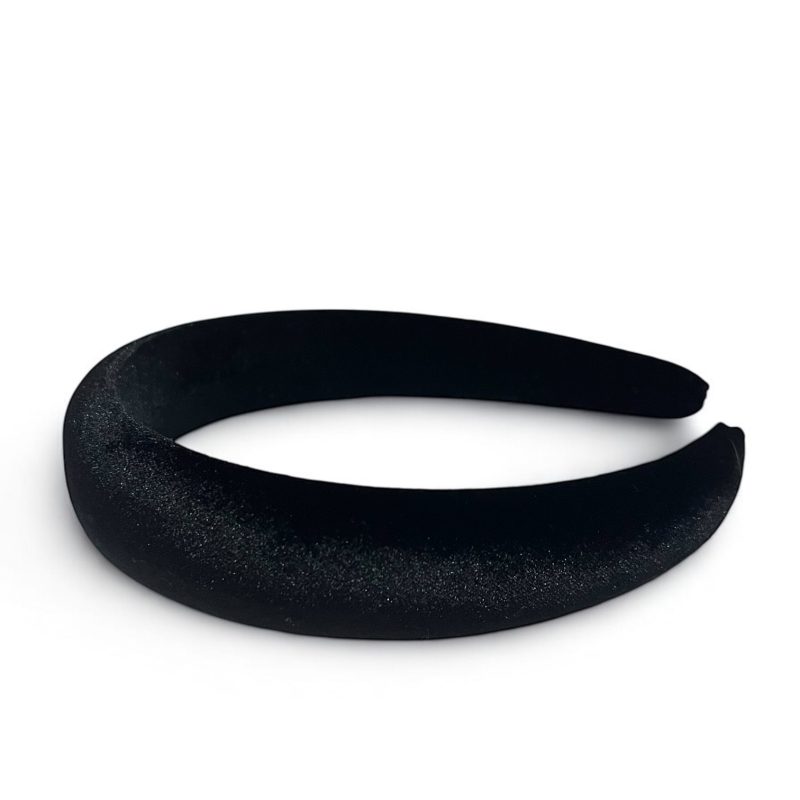 Cerchietto per capelli donna in velluto, bombatura media (Nero)