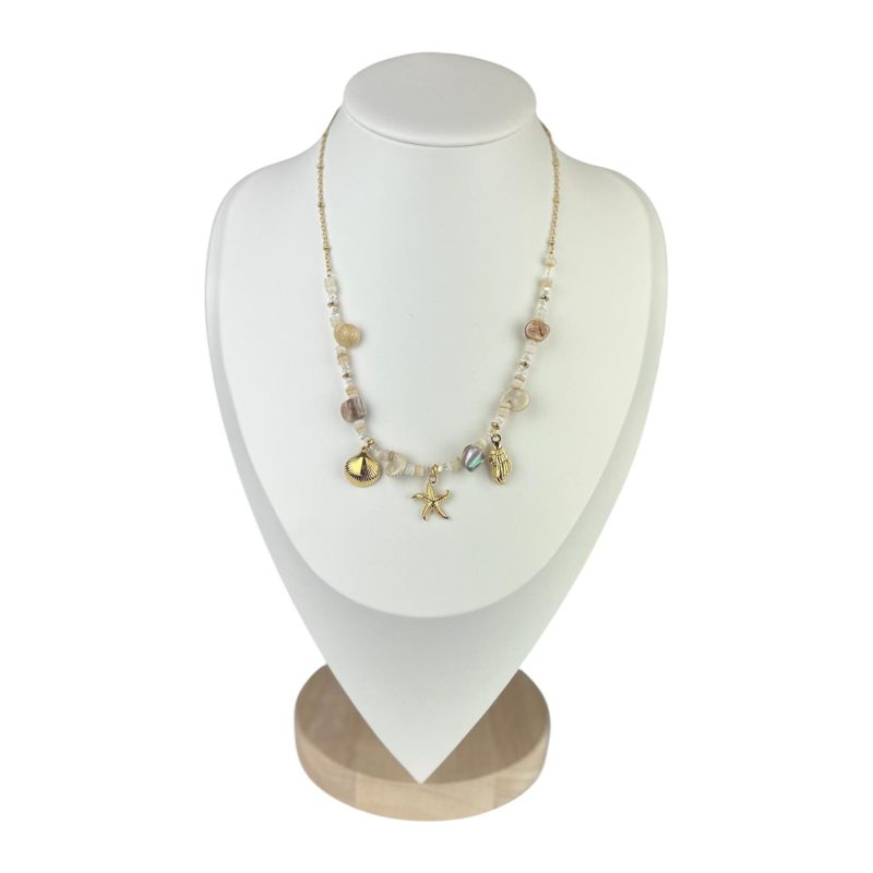 Collana con charm marini dorati e pietre naturali, in acciaio inossidabile – Bottega della Principessa
