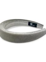 Cerchietto bombato in velluto grigio per donna, modello elegante e morbido, accessorio per capelli Bottega della Principessa.