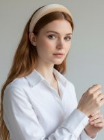 cerchietto bombato in velluto color champagne Bottega della Principessa