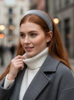 cerchietto velluto grigio indossato-Bottega della Principessa