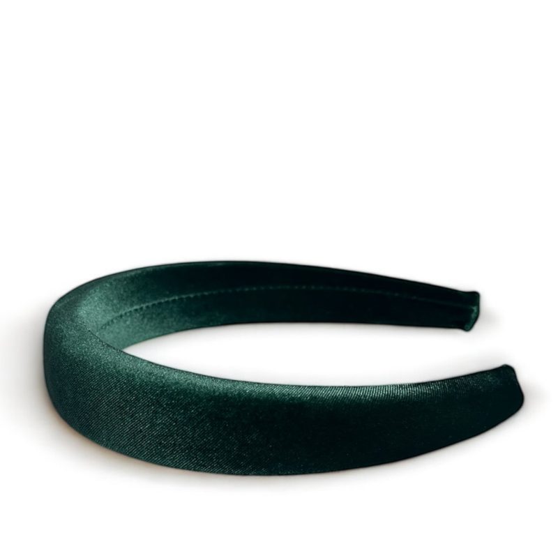 Cerchietto per capelli donna in velluto, bombatura media (Verde)