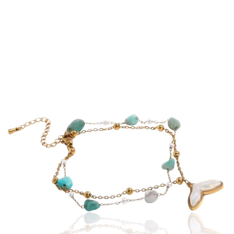 Cavigliera donna con doppio filo e decorazione coda di Sirena