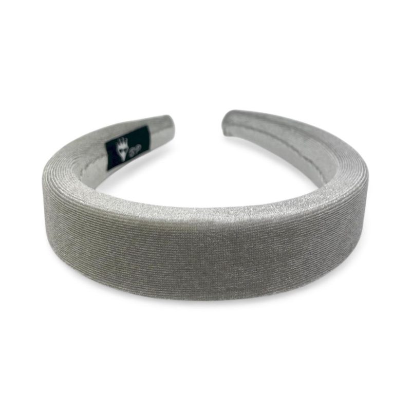 Cerchietto bombato in velluto grigio per donna, accessorio elegante per capelli Bottega della Principessa.