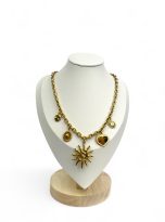 Collana Sole con charms oro e giallo