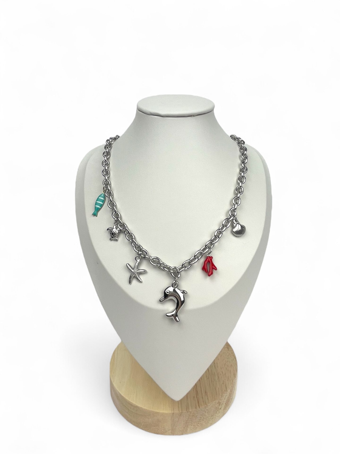 Collana charms marini argentati con dettagli colorati - Bottega della Principessa