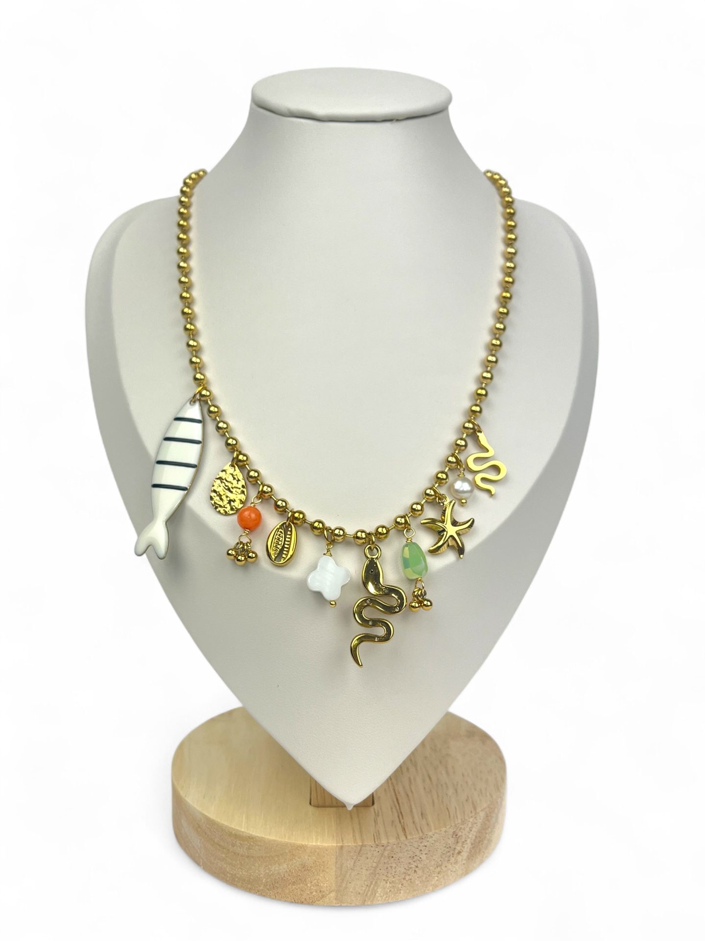 Collana con charms marini, serpenti e pietre colorate -Bottega della Principessa