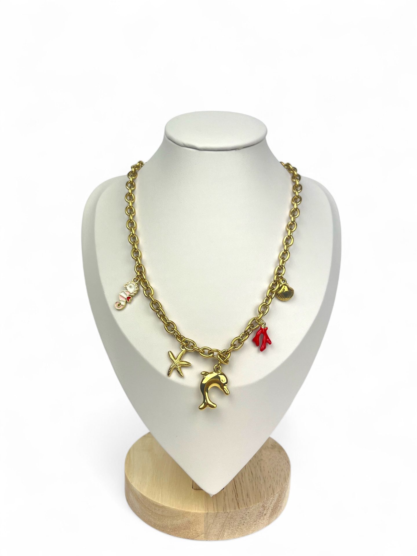 Collana charms marini dorati con dettagli colorati - Bottega della Principessa