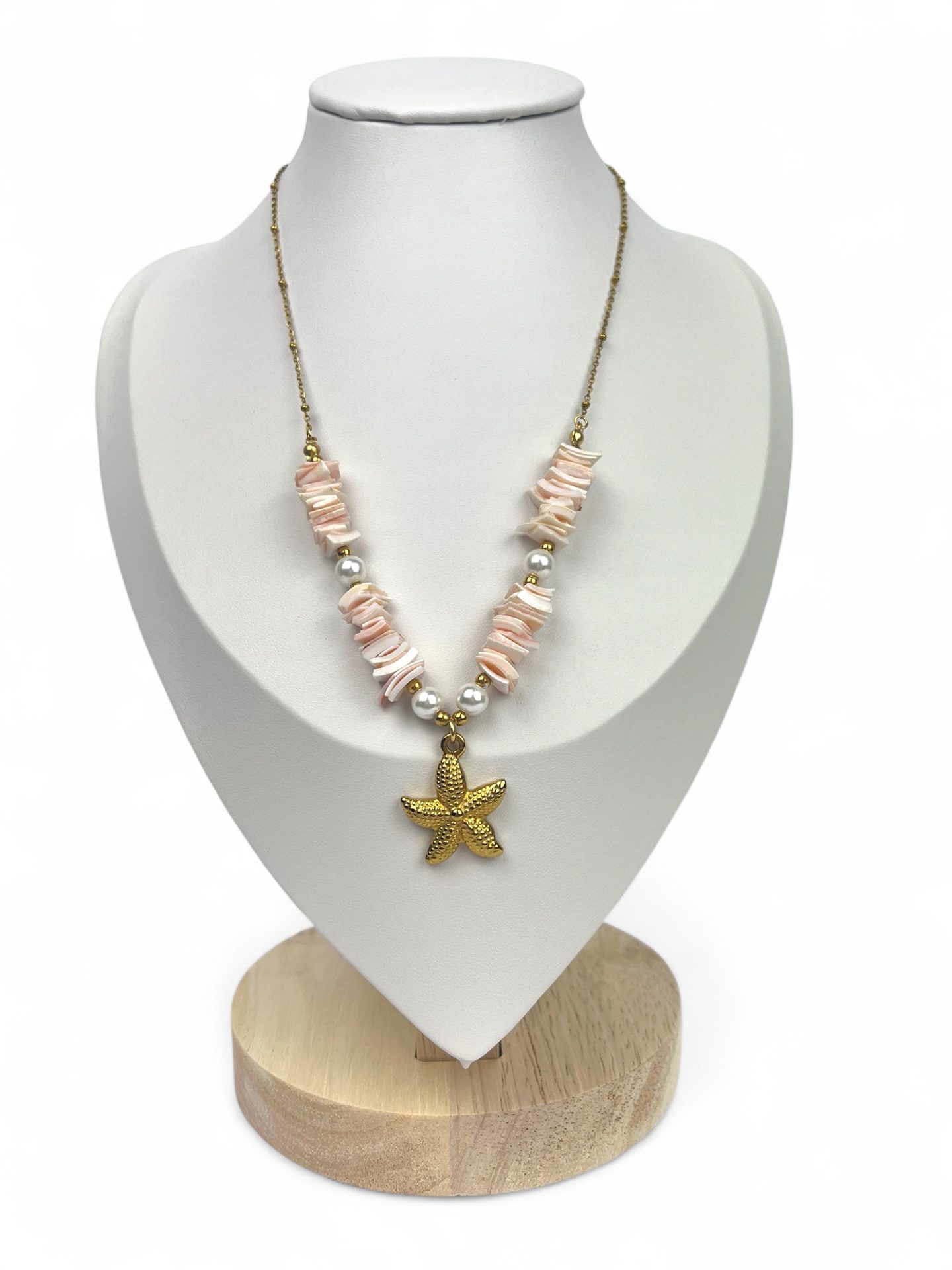 collana con pietre rosa e stella marina - Bottega della Principessa