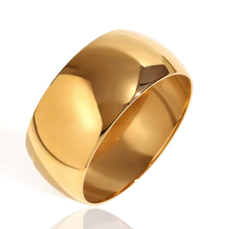 Bracciale Bold rigido donna (Altezza 3 Cm, Acciaio Inossidabile, Gold)