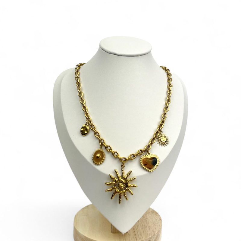 Collana charms dorati con dettagli giallo ocra - Bottega della Principessa