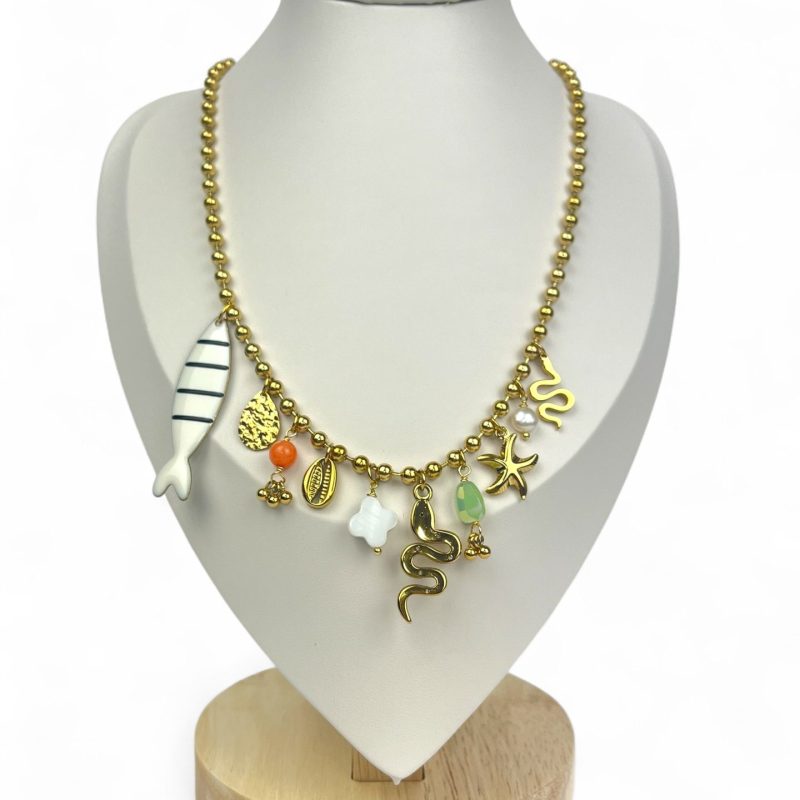 Collana con charms marini, serpenti e pietre colorate -Bottega della Principessa