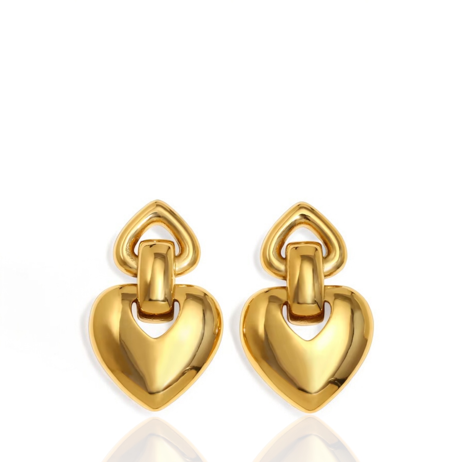 Orecchini a cuore bold in acciaio dorato