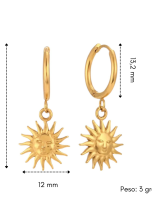 Orecchini sole dorato – misure dettagliate