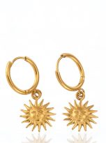 Orecchini Luce Essenziale – Sole dorato minimal in acciaio inossidabile