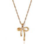 Collana fiocco in acciaio dorato con cristallo – stile coquette, Bottega della Principessa