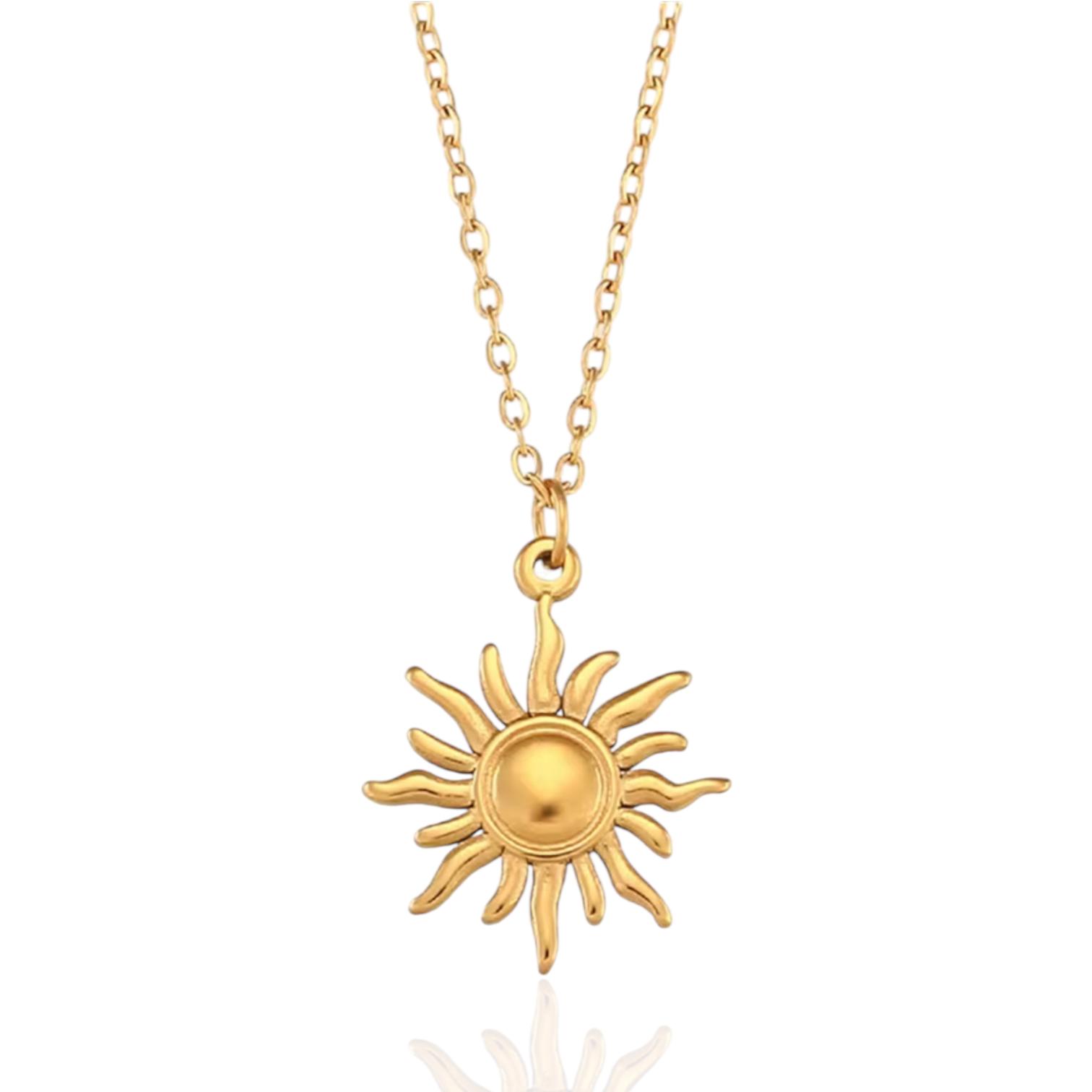 Collana con ciondolo sole in acciaio dorato – Gioiello simbolico Bottega della Principessa