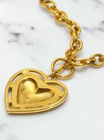 Collana Statement a Cuore Dorata – Retro del Ciondolo | Bottega della Principessa