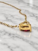 collana cuore rosso granato- side